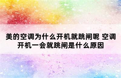 美的空调为什么开机就跳闸呢 空调开机一会就跳闸是什么原因